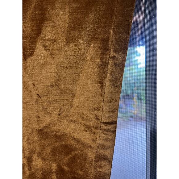 West Elm Luster Velvet Curtains Golden Oak Set of 2 48x96 - Picture 6 of 8